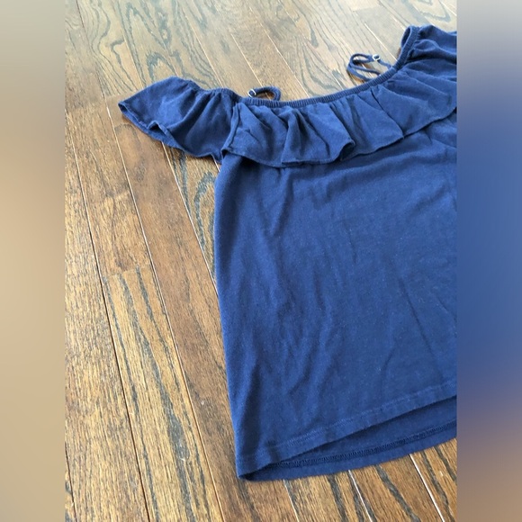 Lilly Pulitzer Women’s M Navy Blue Pima Cotton Off the Shoulder Blouse - VGUC! - Picture 2 of 8